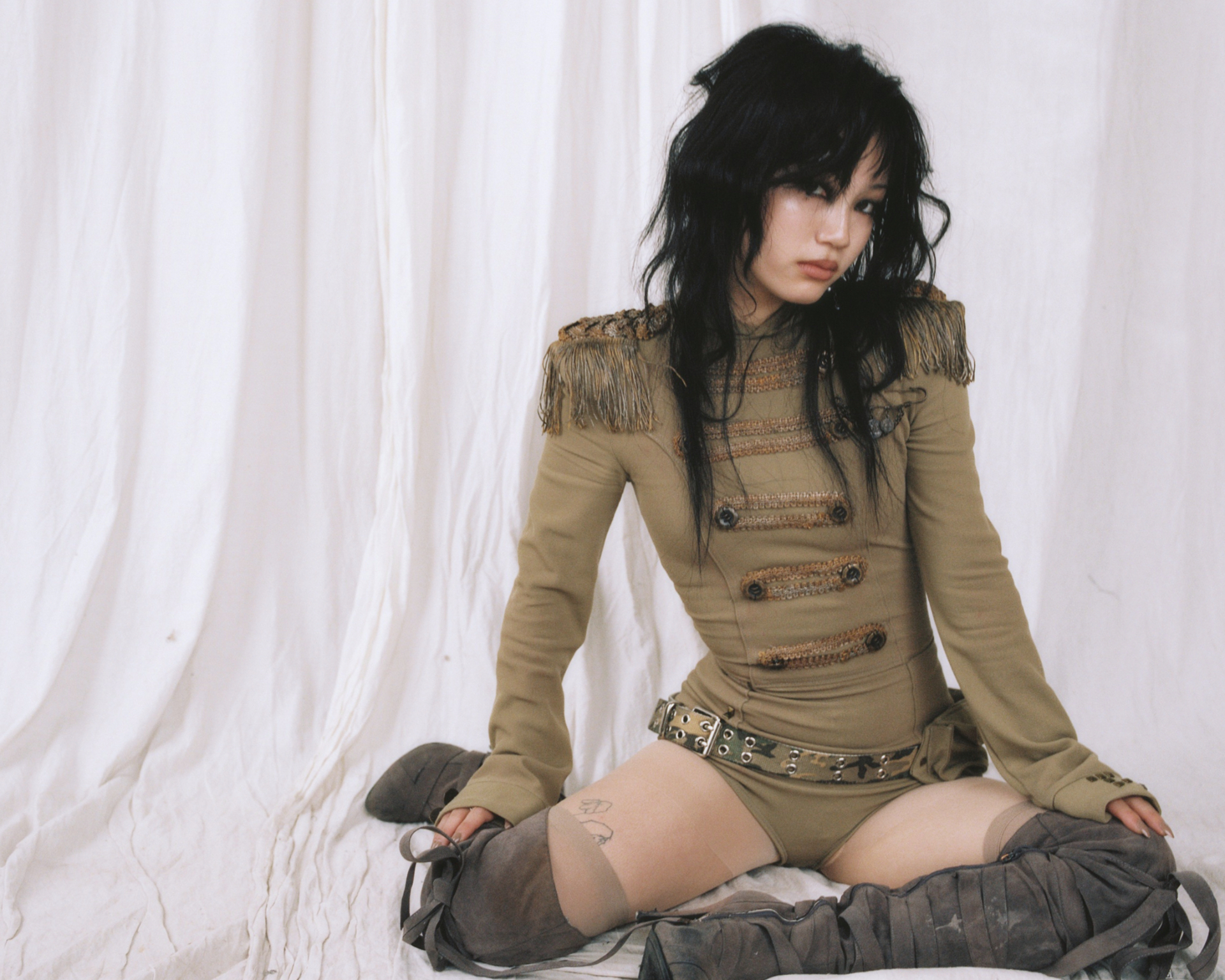 Mio Okagaki Regiment Bodysuit — seated