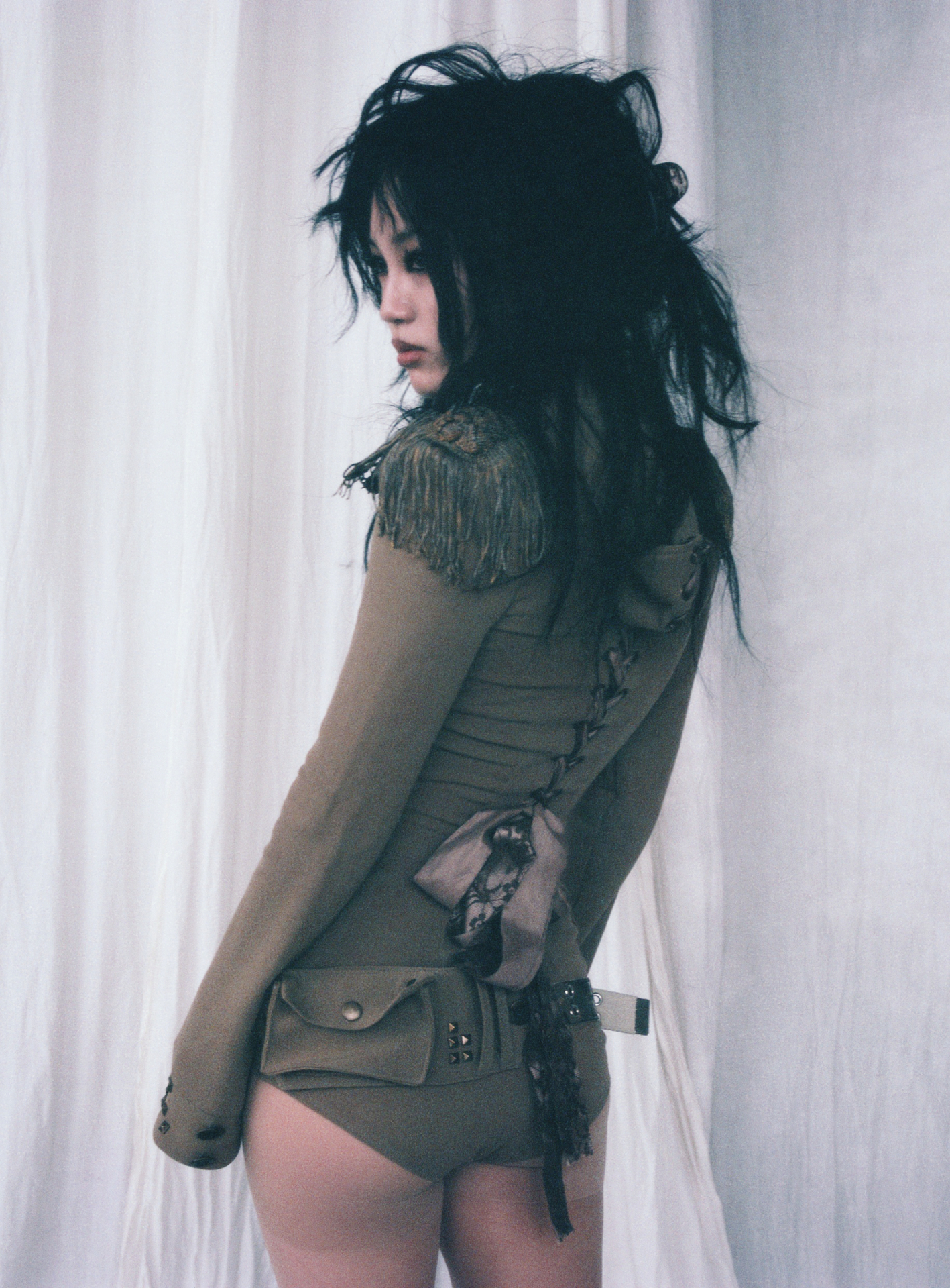 Mio Okagaki — Regiment Bodysuit back view with lace bow detail
