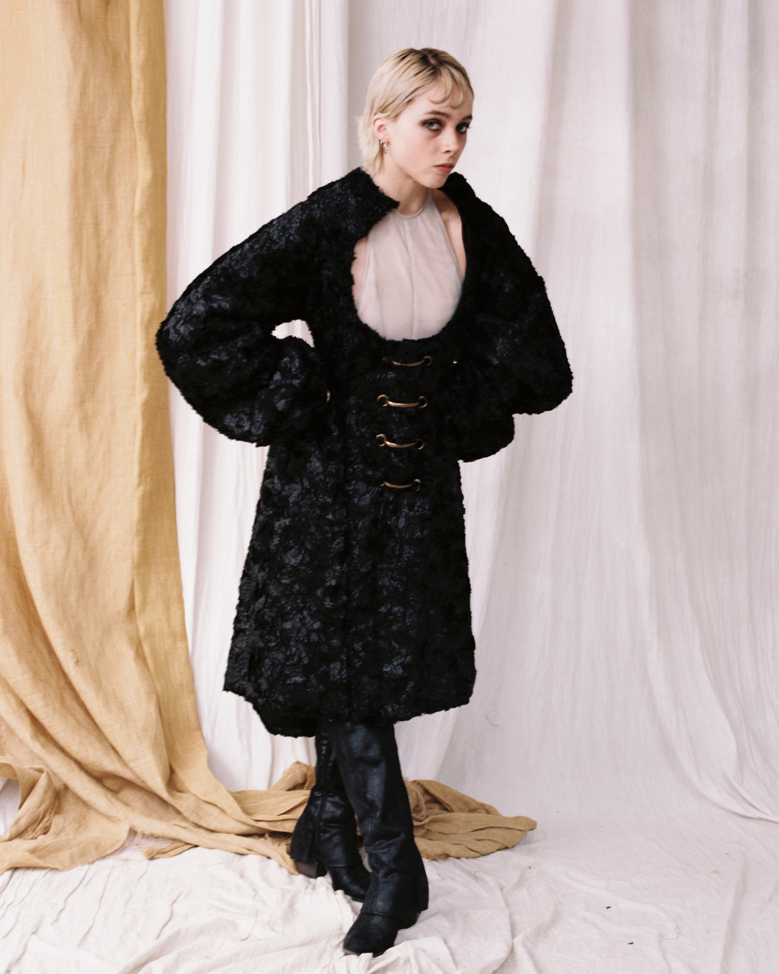 Lee Lynshue — Astrakhan Hook Coat full length