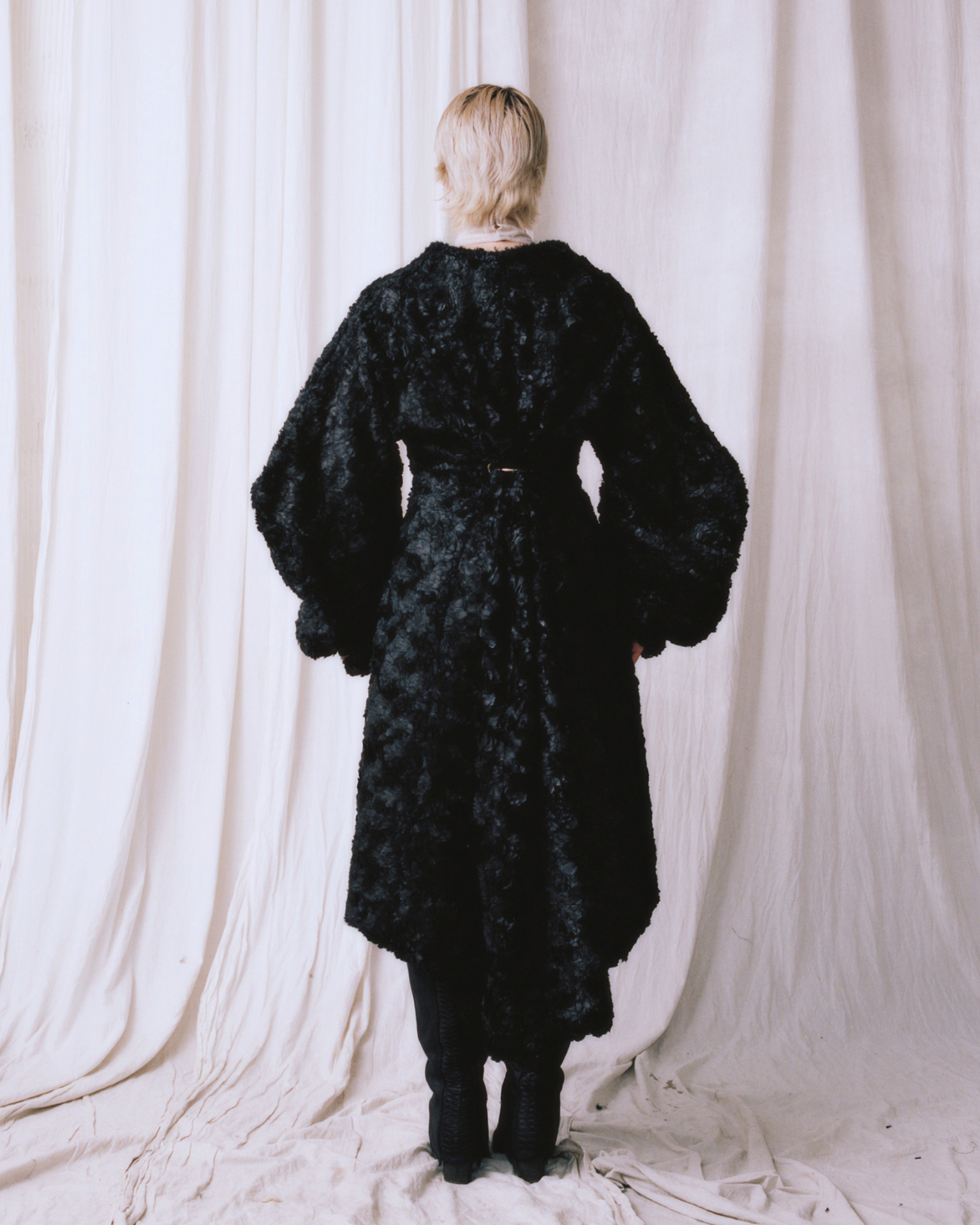 Astrakhan Hook Coat — back view