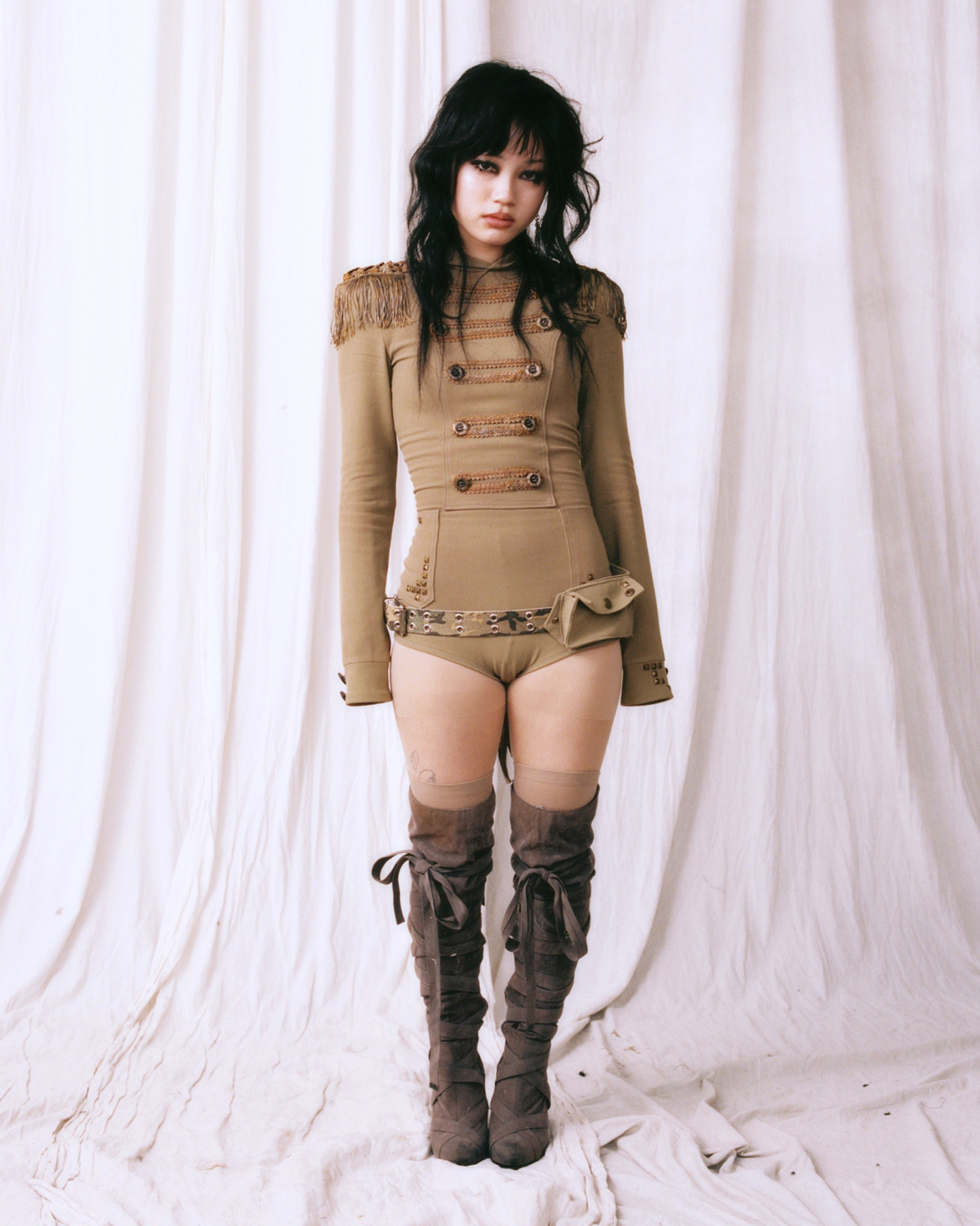 Mio Okagaki — Regiment Bodysuit, camo belt detail